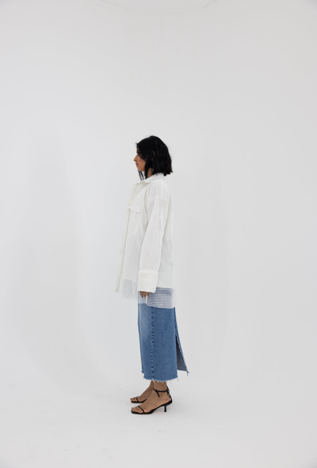 7 || Net white oversized shirt