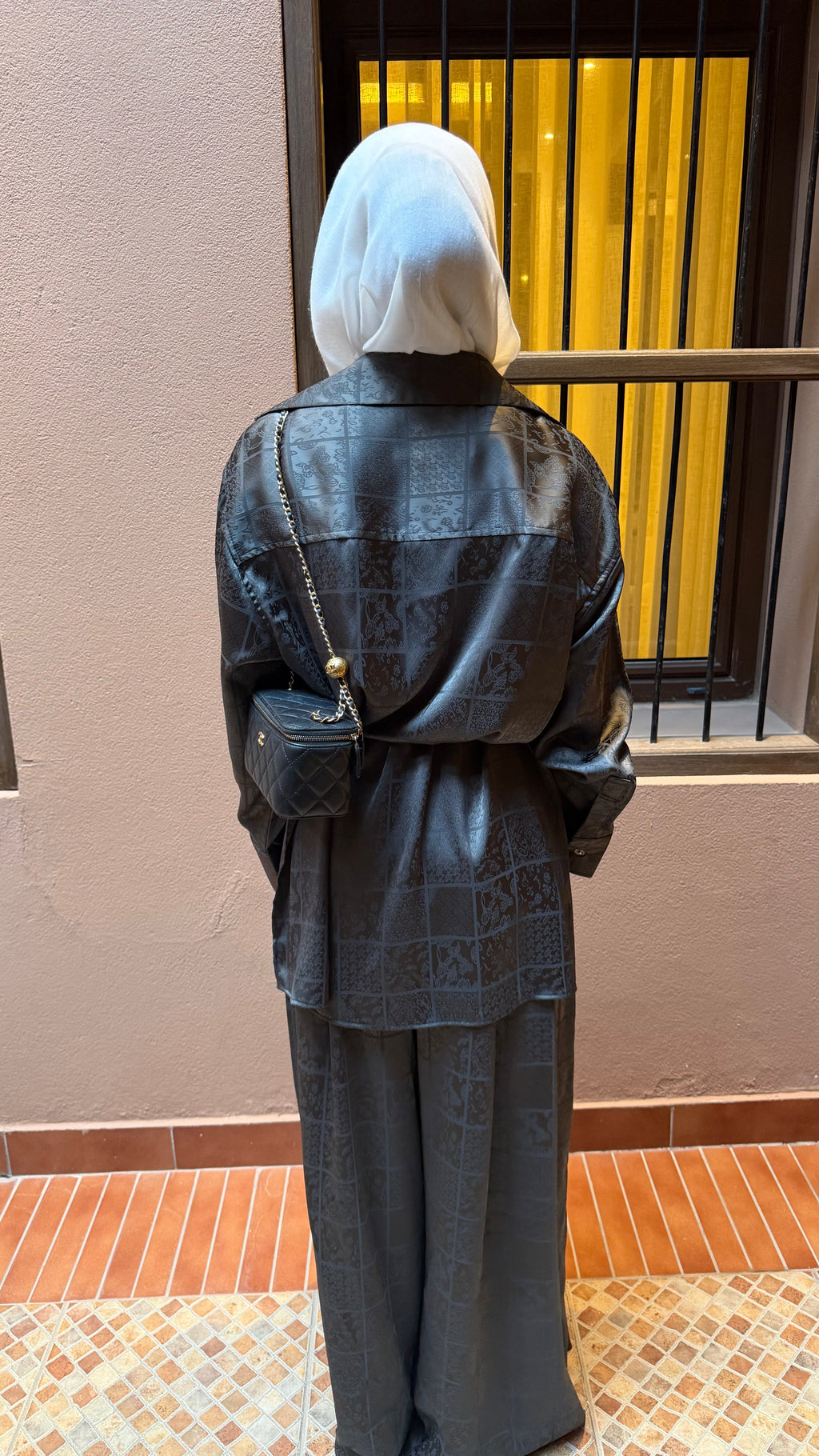 Dark grey silk set