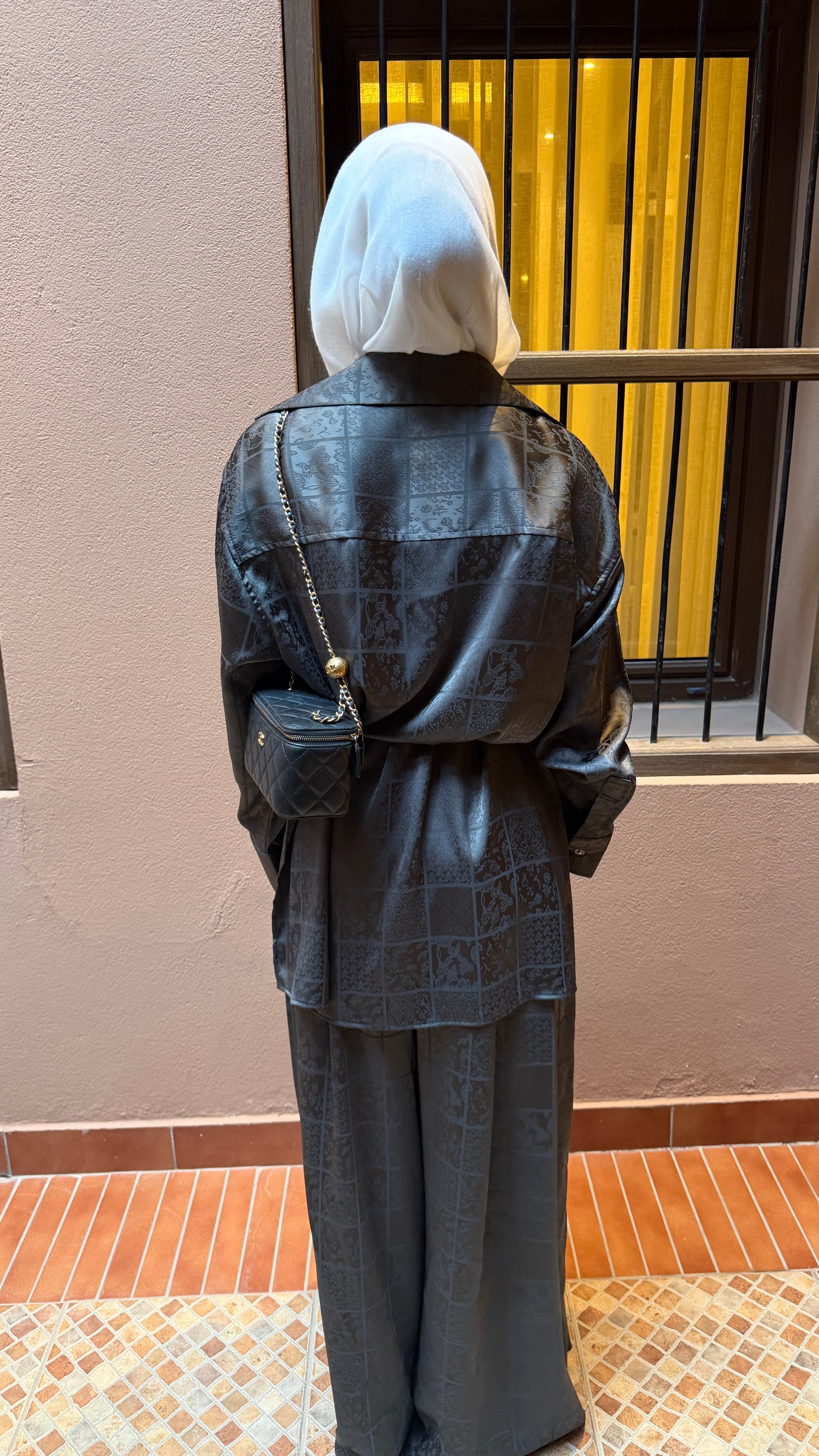 Dark grey silk set