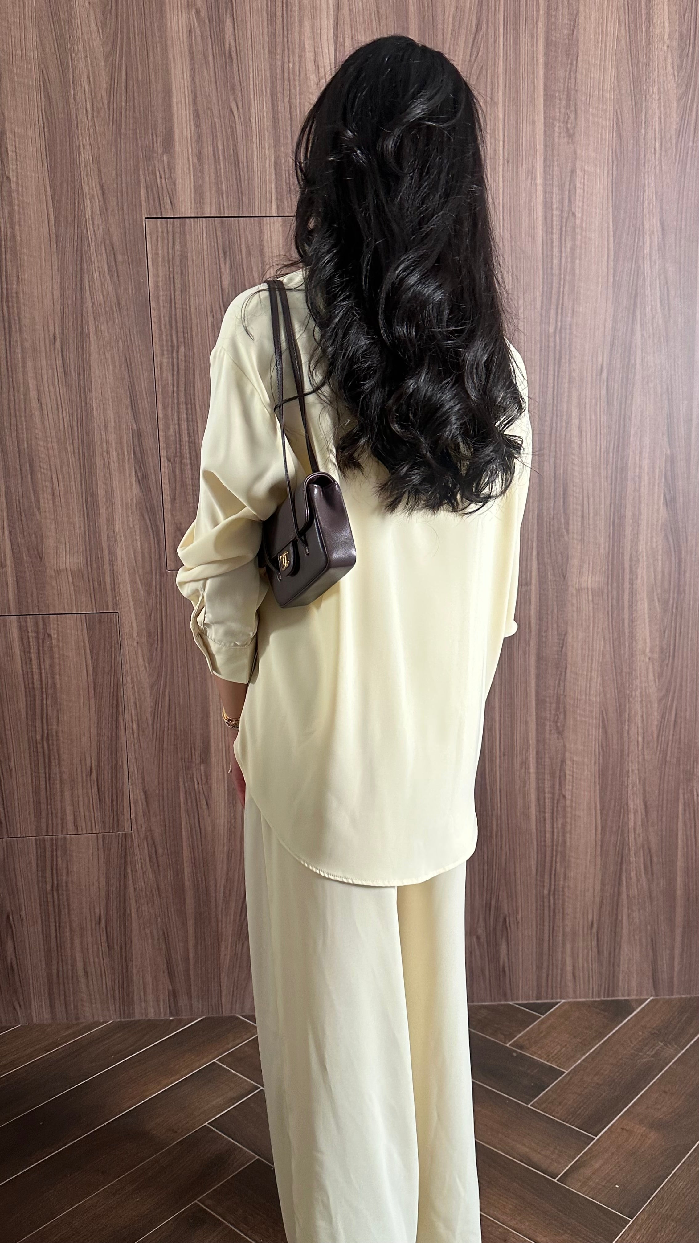 Draped shirt butter yellow silk