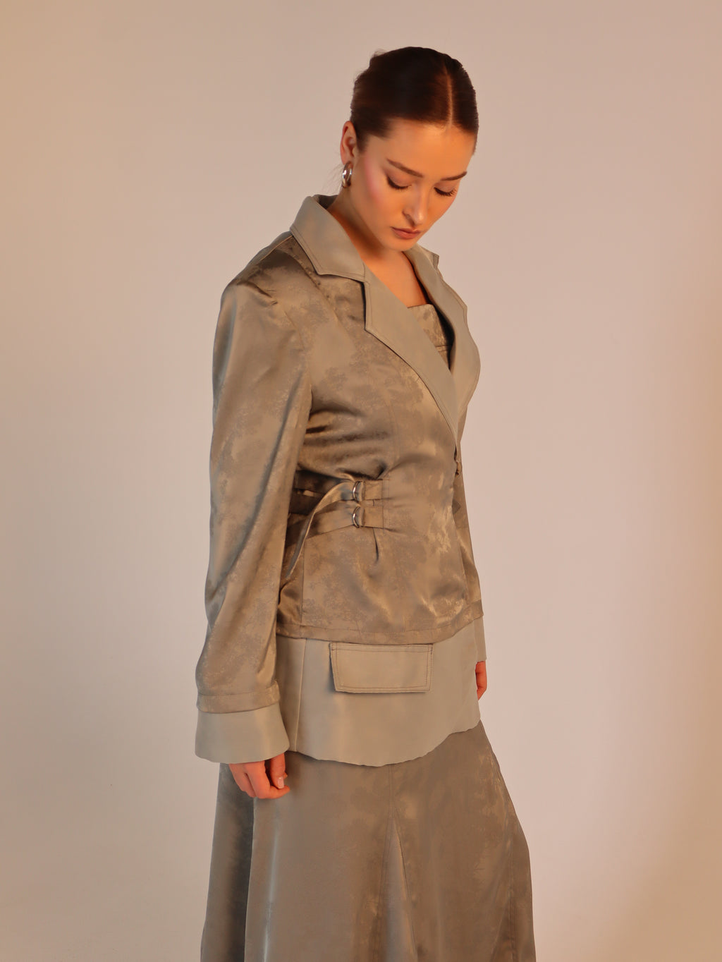 Silk set dress and blazer