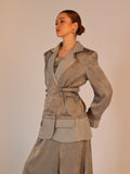 Silk set dress and blazer