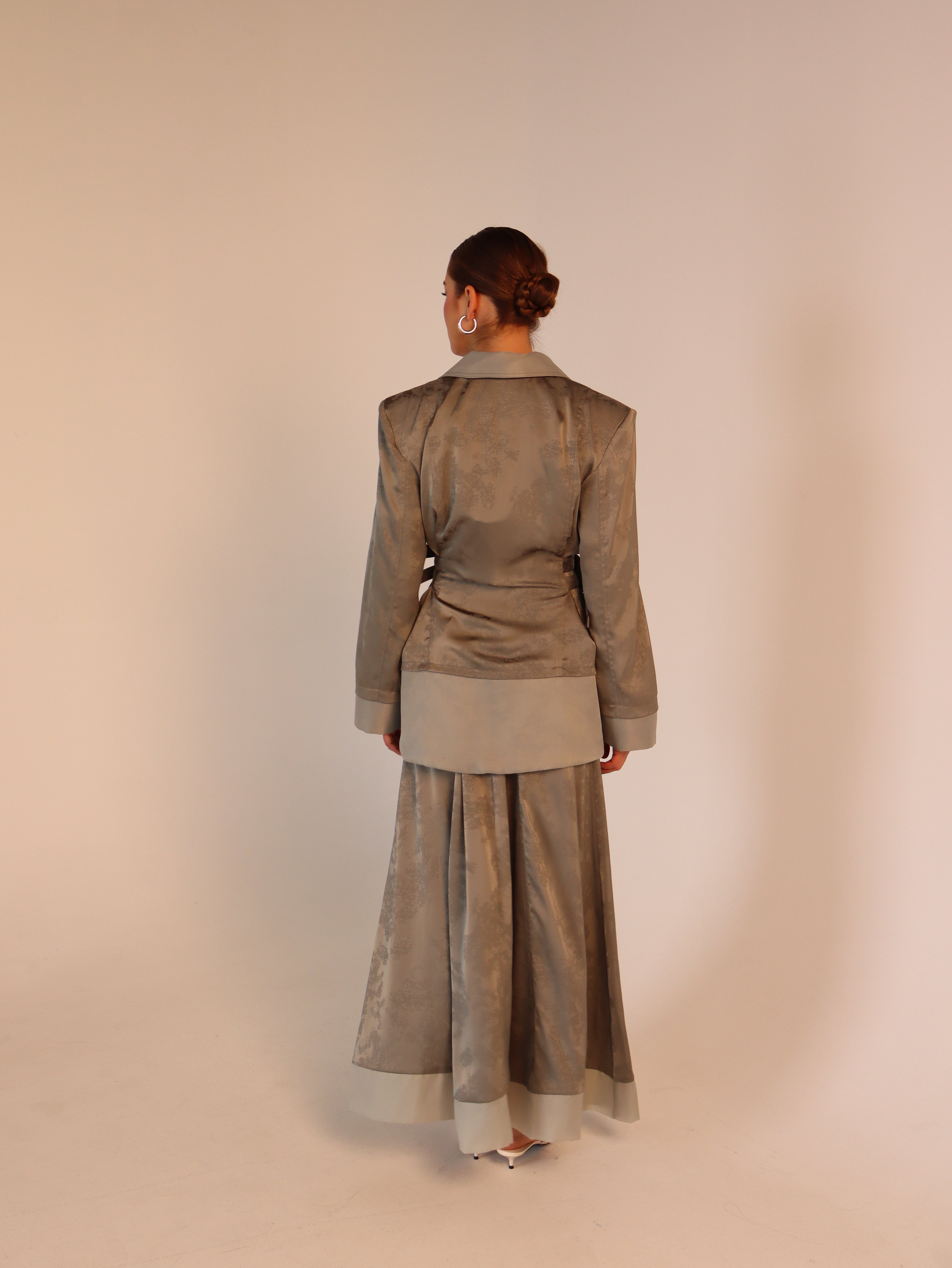 Silk set dress and blazer
