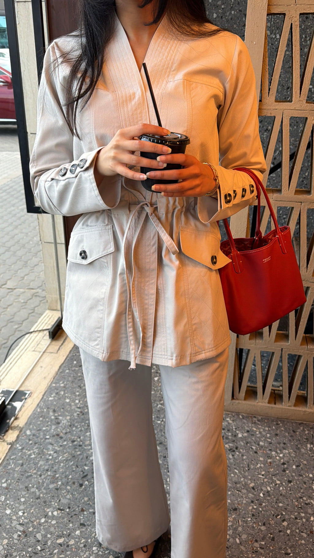 jeans grey set