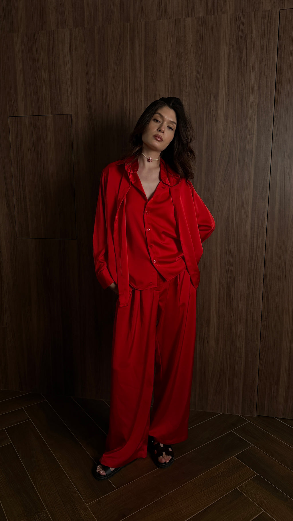 Double shirt silk set