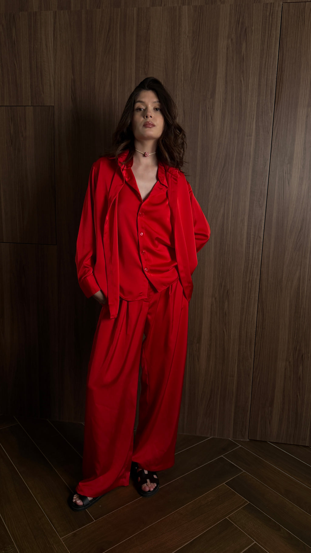 Double shirt silk set