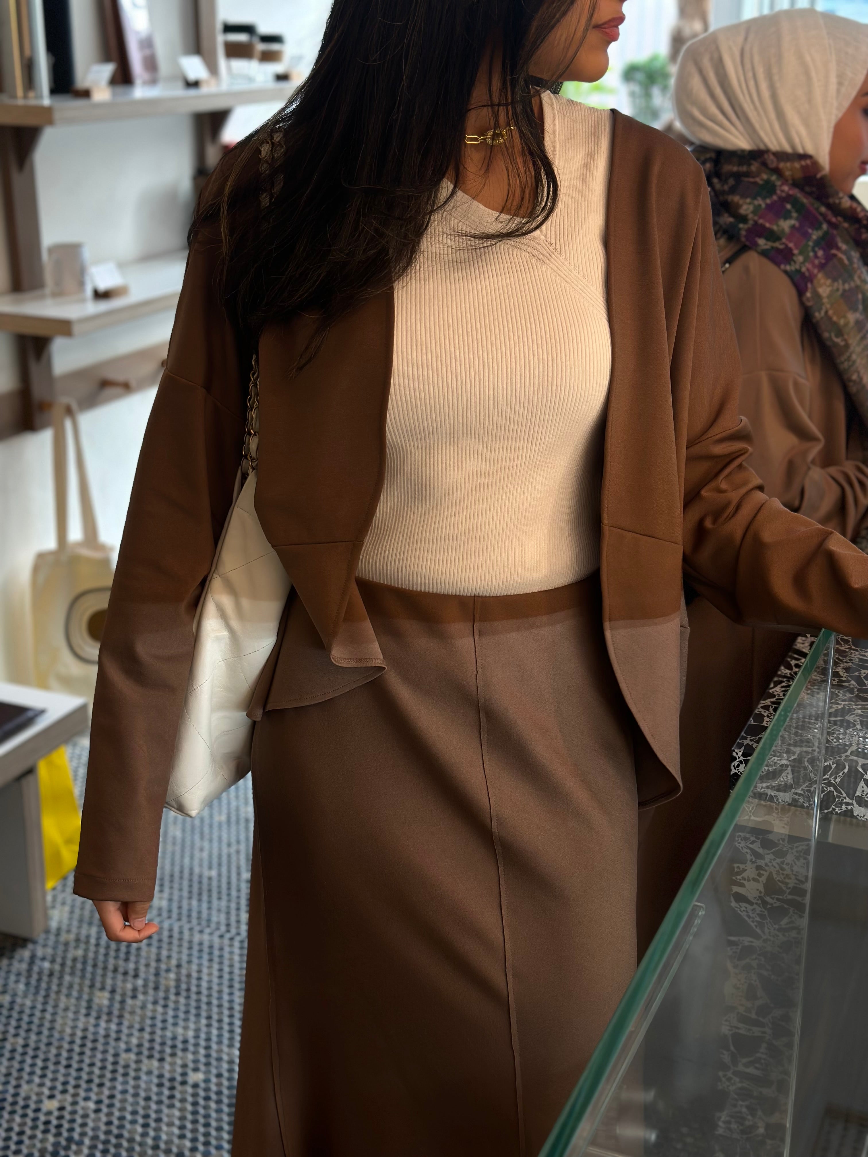 Downtown brown skirt set