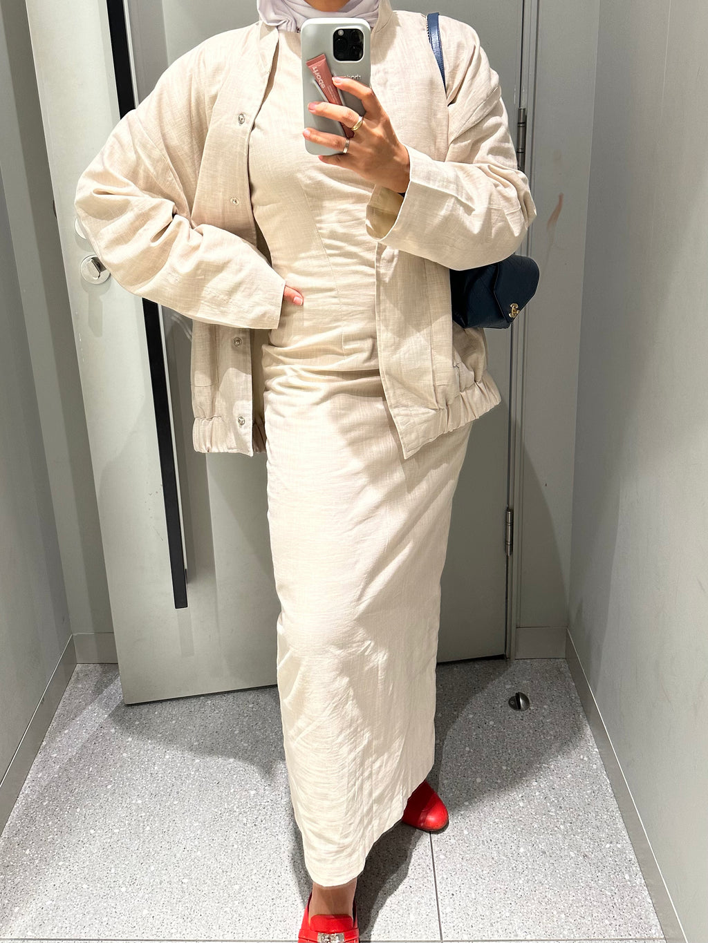 Linen set in light beige