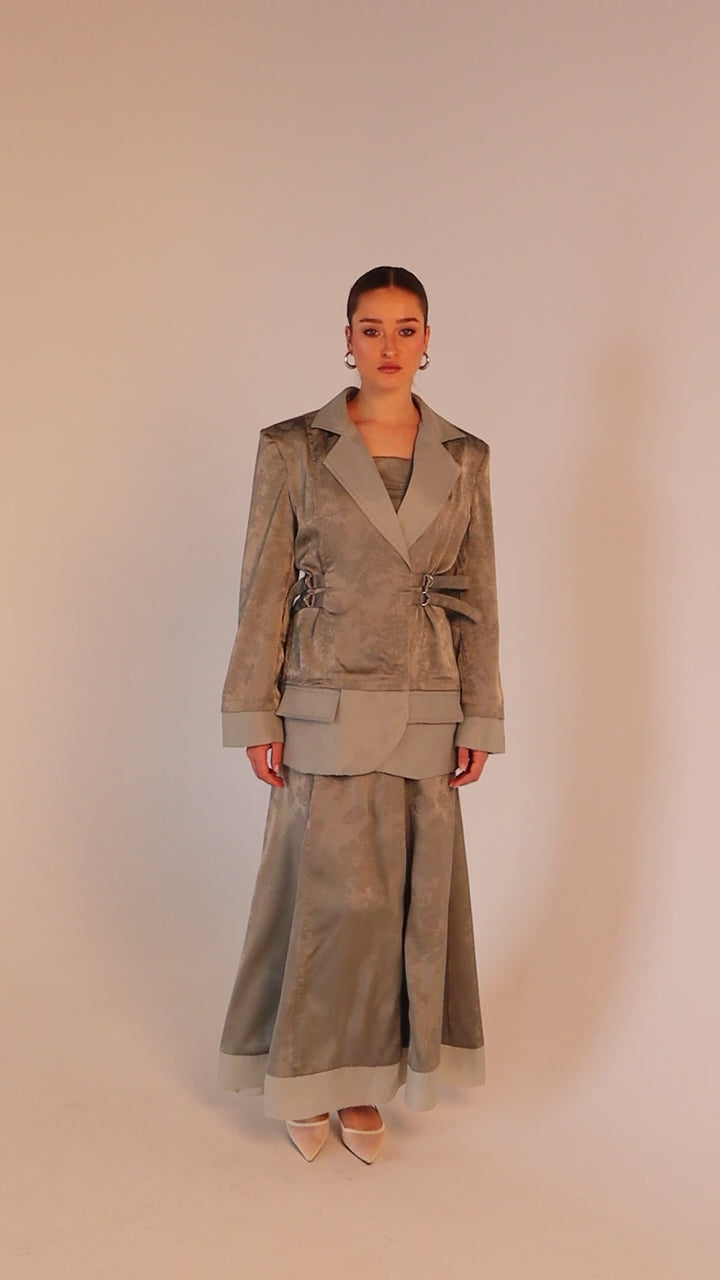 Silk set dress and blazer